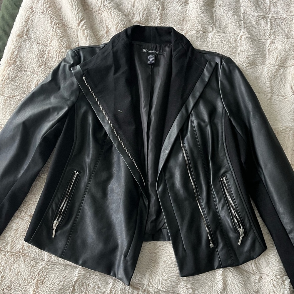 INC International Concepts Black Leather Jacket